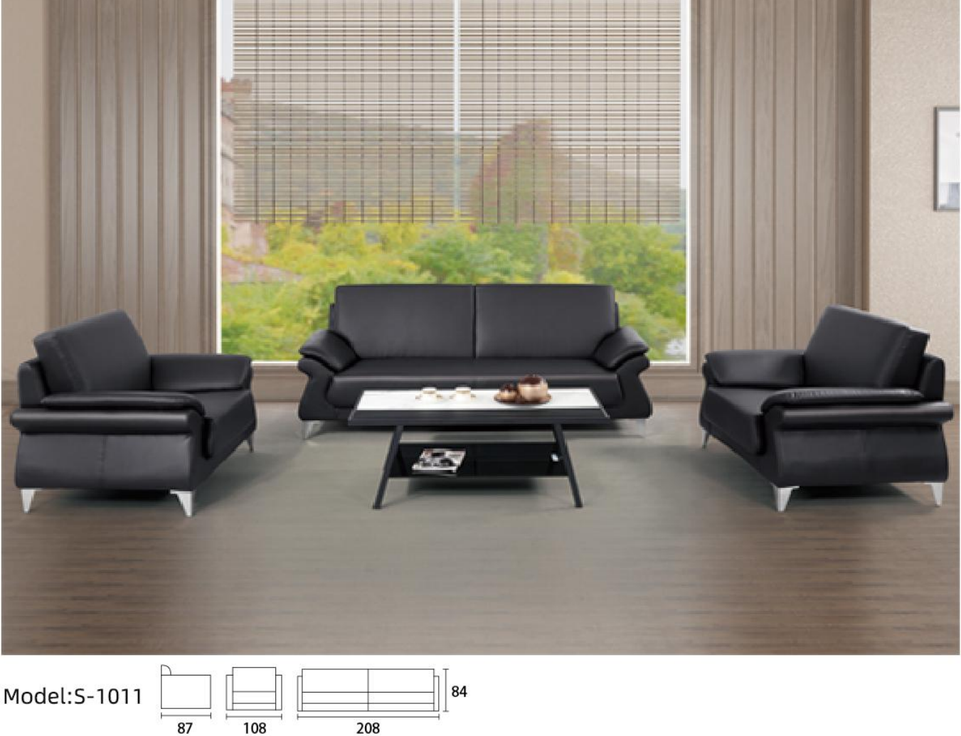 Modernes schwarzes Sofa für das kleine Chefzimmer 